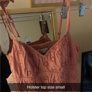 Hollister Women's Coral Eyelet Camisole